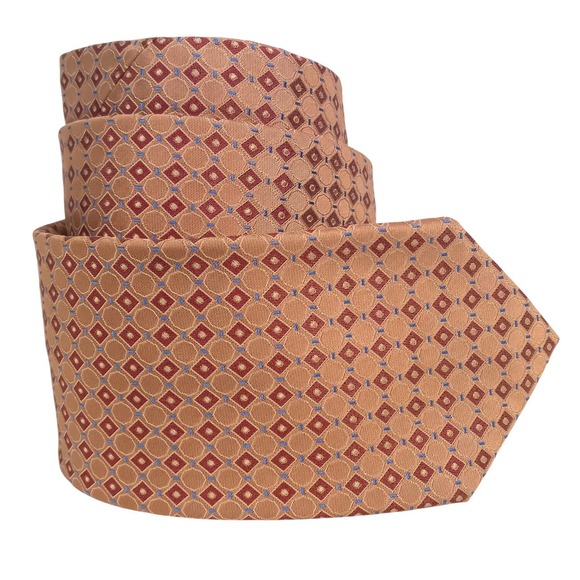 Hugo Boss Other - Hugo Boss Men's Silk Necktie ITALY Designer‎ Copper Orange Geometric Diamond